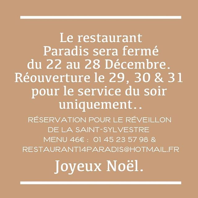 Cette ann&eacute;e mangez mieux, d&eacute;pensez moins. 
Menu pour le r&eacute;veillon du 31 &agrave; partir de 46&euro; (comme &ccedil;a vous pourrez aussi vous faire plaisir avec une belle bouteille).
R&eacute;servations