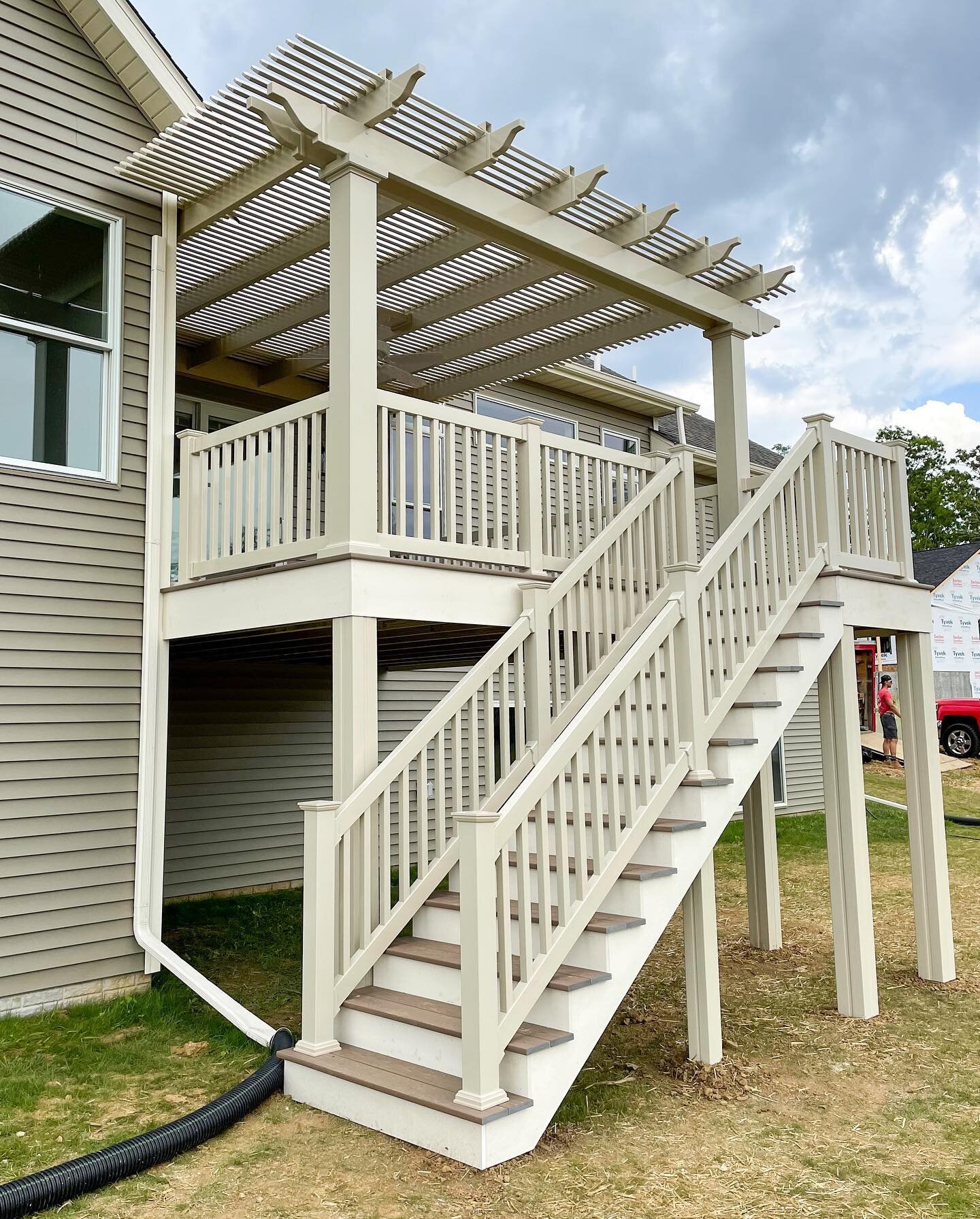 Check out this deck we completed last summer on a custom build home. After the homeowners moved in and began enjoying their outdoor space they realized they wanted to make the deck a little bit larger for maximum enjoyment &mdash; so we expanded it! 