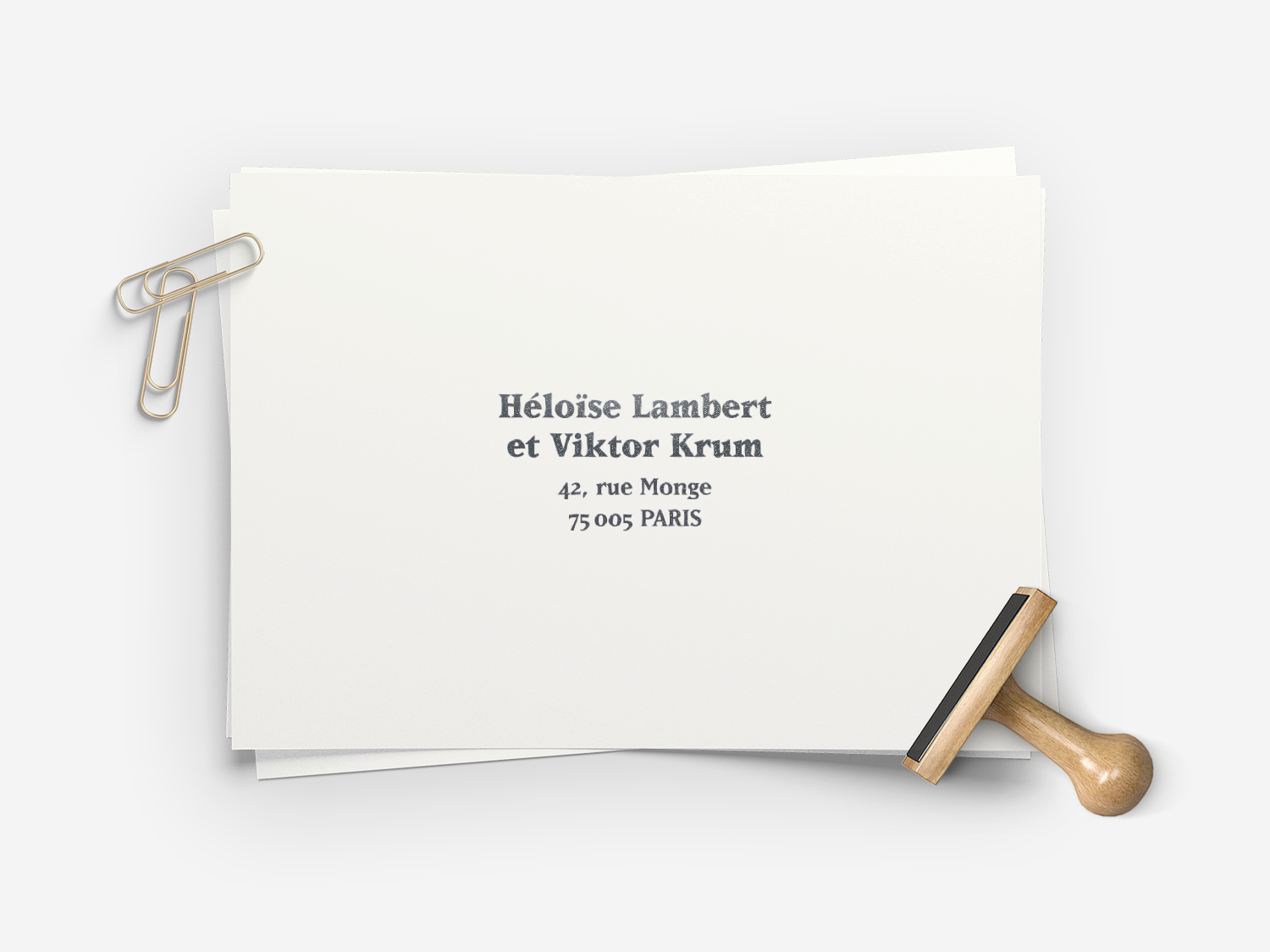Faire-part Tampon bois personnalisable Calligraphie Lettering Créatif Paris Lagon Voyage océan Papeterie Mariage