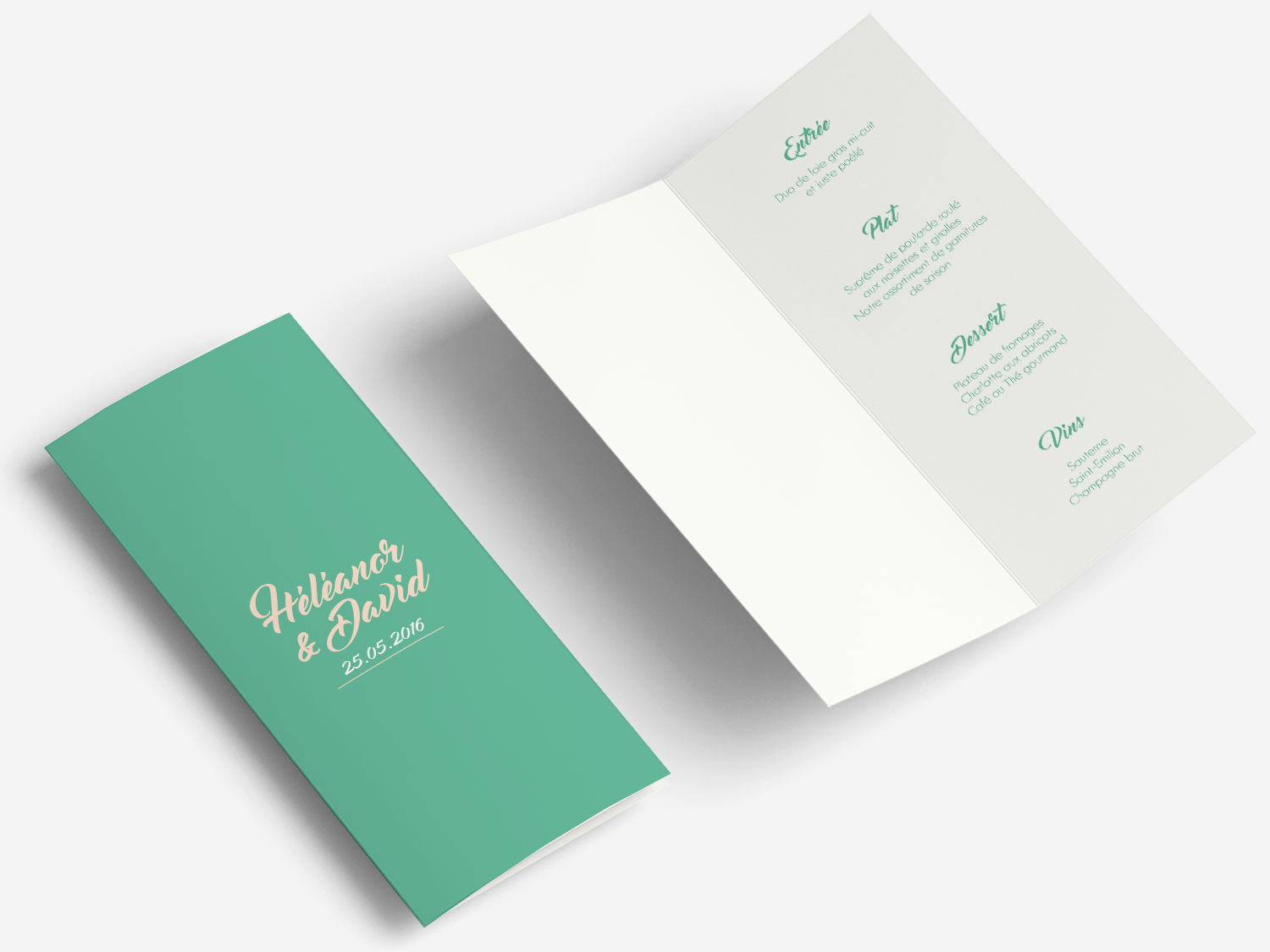 Faire-part Menu papeterie de table placement nom numéro de table Calligraphie Créatif Paris collection california soleil sun corail vert d'eau menthe Papeterie Mariage