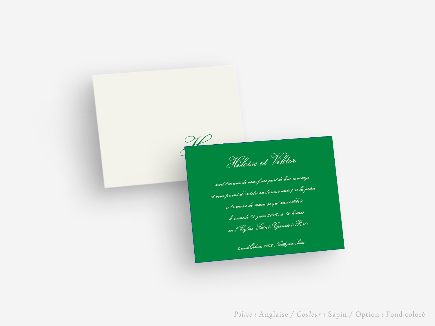 faire-part carton mariage paris invitation papier papeterie couleur personnalisable portrait papier vergé vélin d'arches van den velde bords irreguliers tradition classique brunch diner cocktail