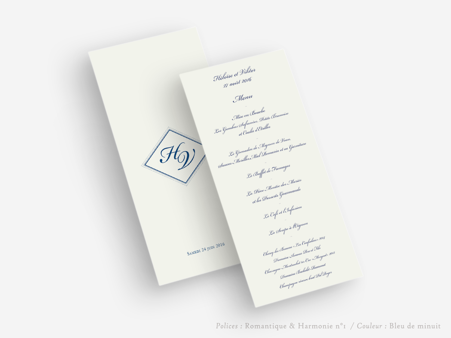 faire-part billet carton mariage paris invitation papier couleur personnaliser portrait paysage vergé vélin d'arches van den velde bords irreguliers classique traditionnel menu papeterie table