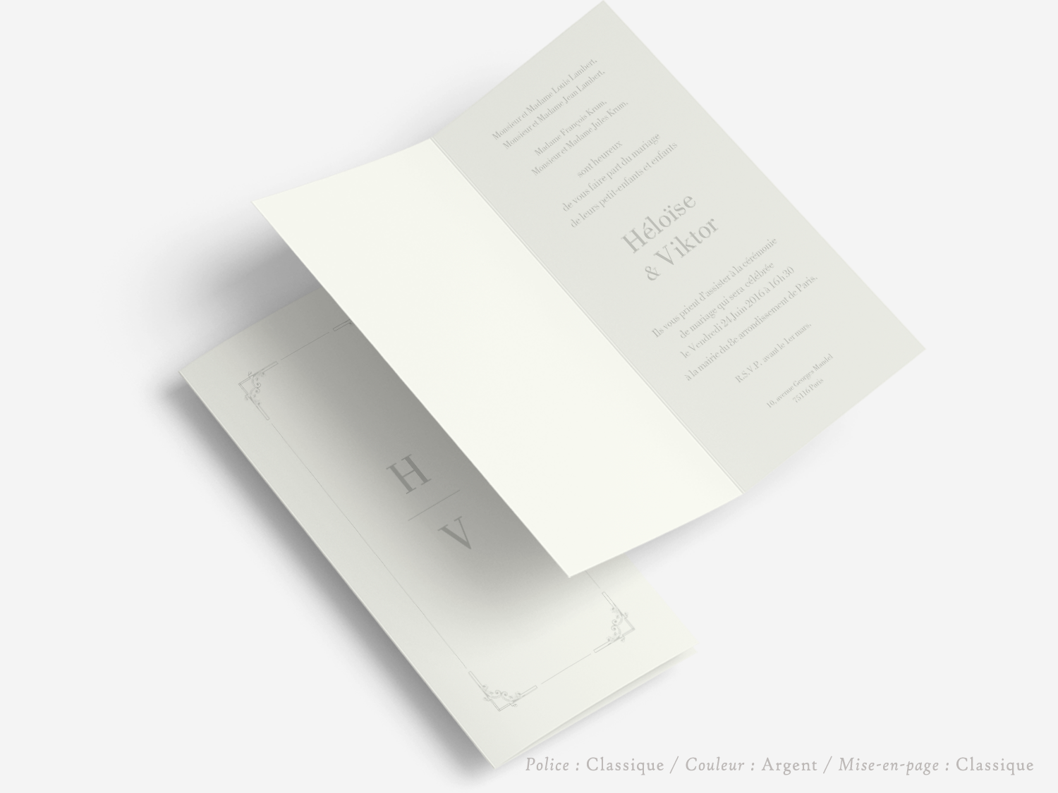 faire-part carton mariage paris invitation papier papeterie couleur personnalisable portrait papier vergé vélin d'arches van den velde bords irreguliers tradition classique traditionnel