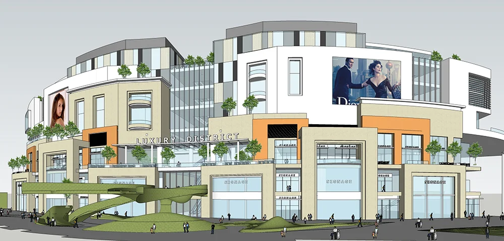 Luxury District facing retail valley