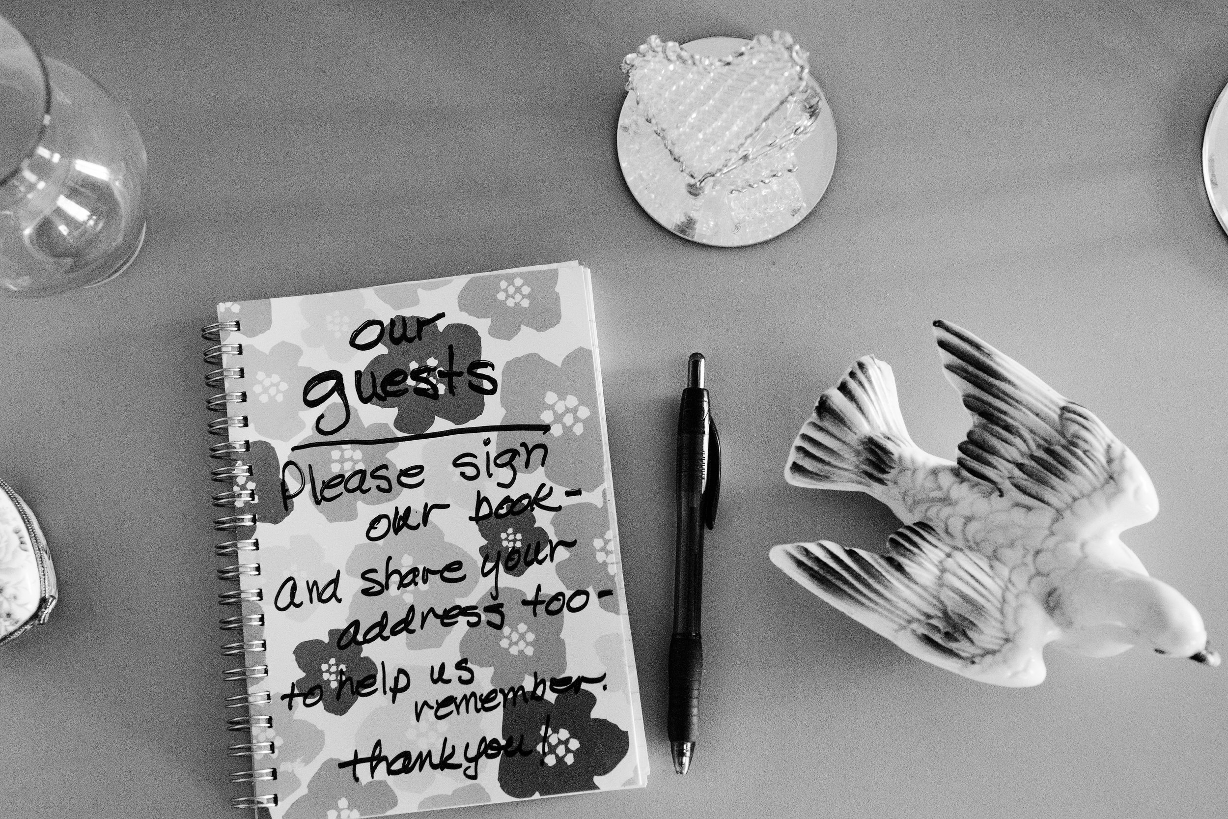 Eloise and Ward's children created a guest book for those that visit the couple, to make it easier for them to remember.