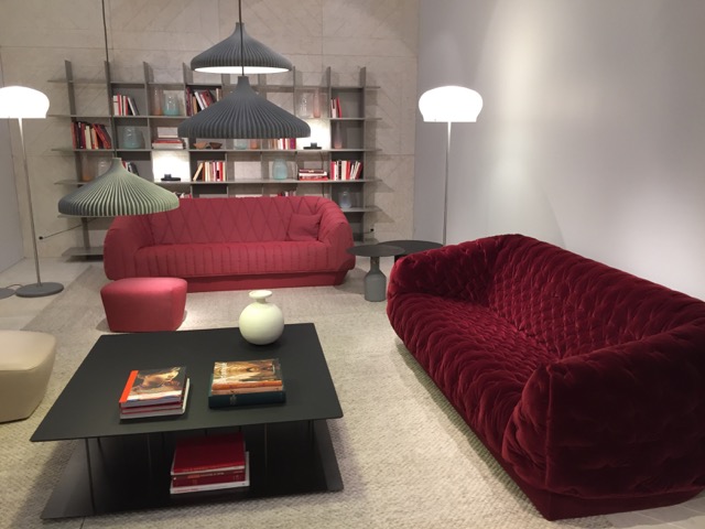 Cover1 and Cover2 shown at Maison Objet in rich, red hues and luxurious velvet which creates an even more traditional feel to what truly is a contemporary piece.