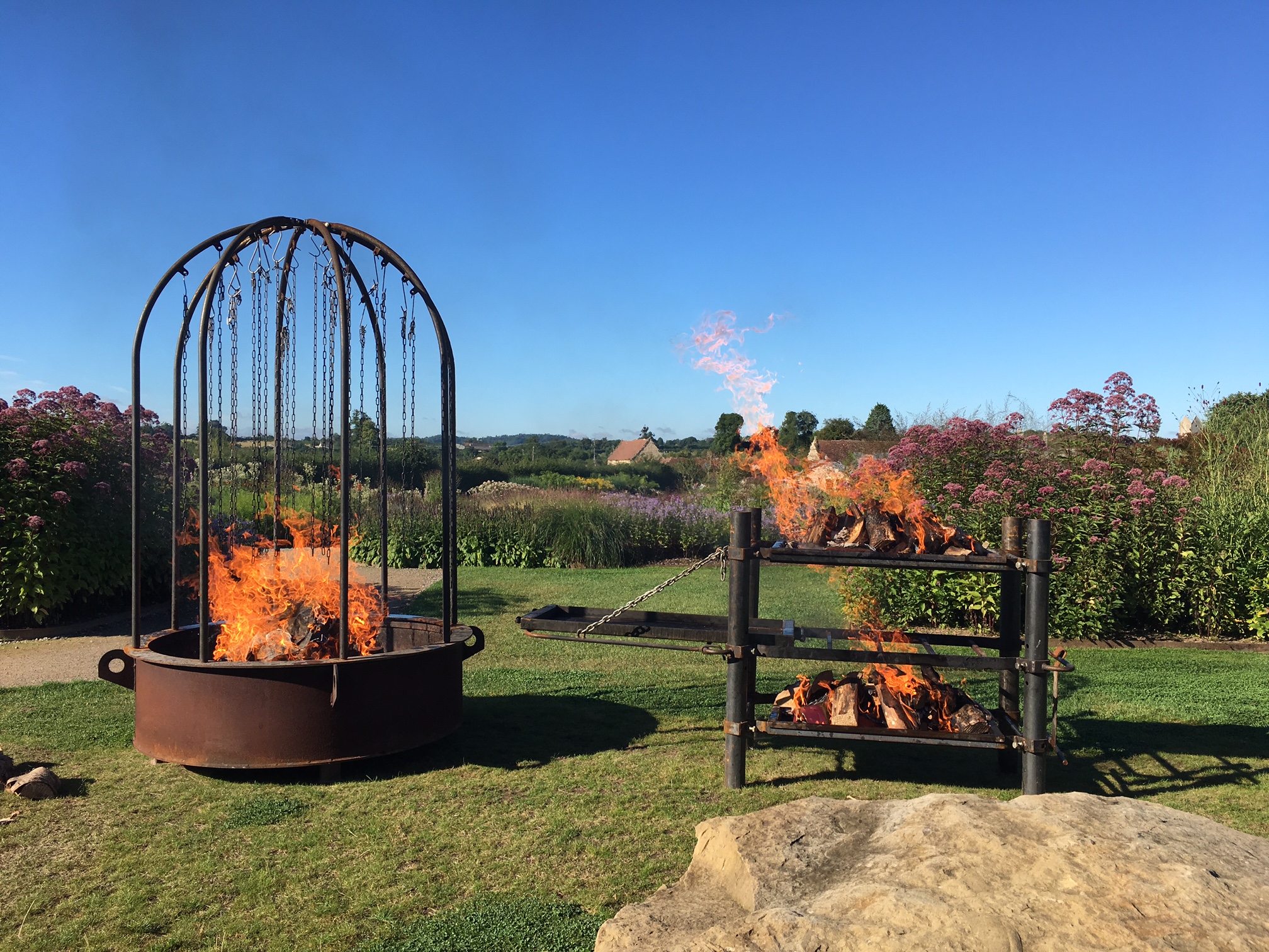 The fire pits at Durslade Farm, Somerset