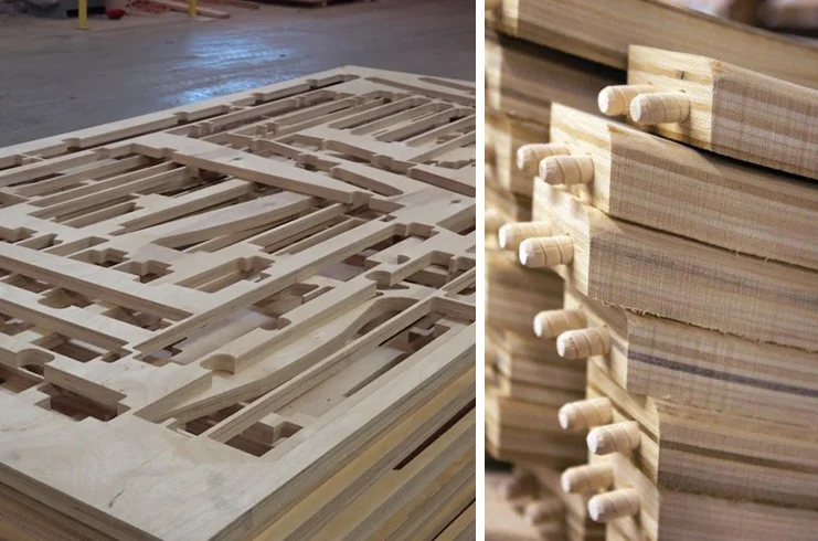 Good furniture is often made of engineered hardwoods – very thin hardwood plys that are pressed together and then computer cut. These frames perform better than almost any other, even frames of non-engineered hardwoods, and do not twist or warp easily.