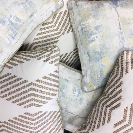 Dreamy bedroom decor starts with custom pillows. We love the soft, neutral look of this fabric combinations, created for a customer at @annapolis_calico by design associate Destiny. It makes us want to jump in for a quick cat nap. #CalicoDesign #cust