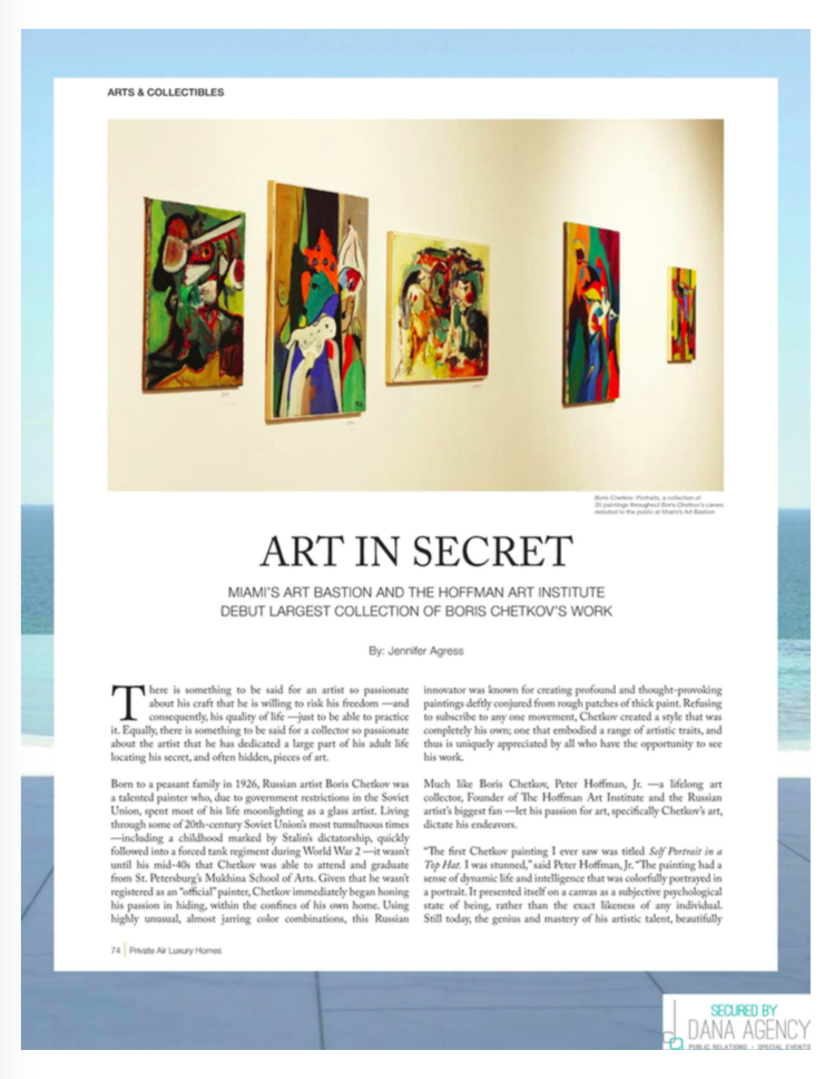 Art in Secret - Miami's Art Bastion and the Hoffman Art Institute Debut Largest Collection of Boris Chetkov's Work