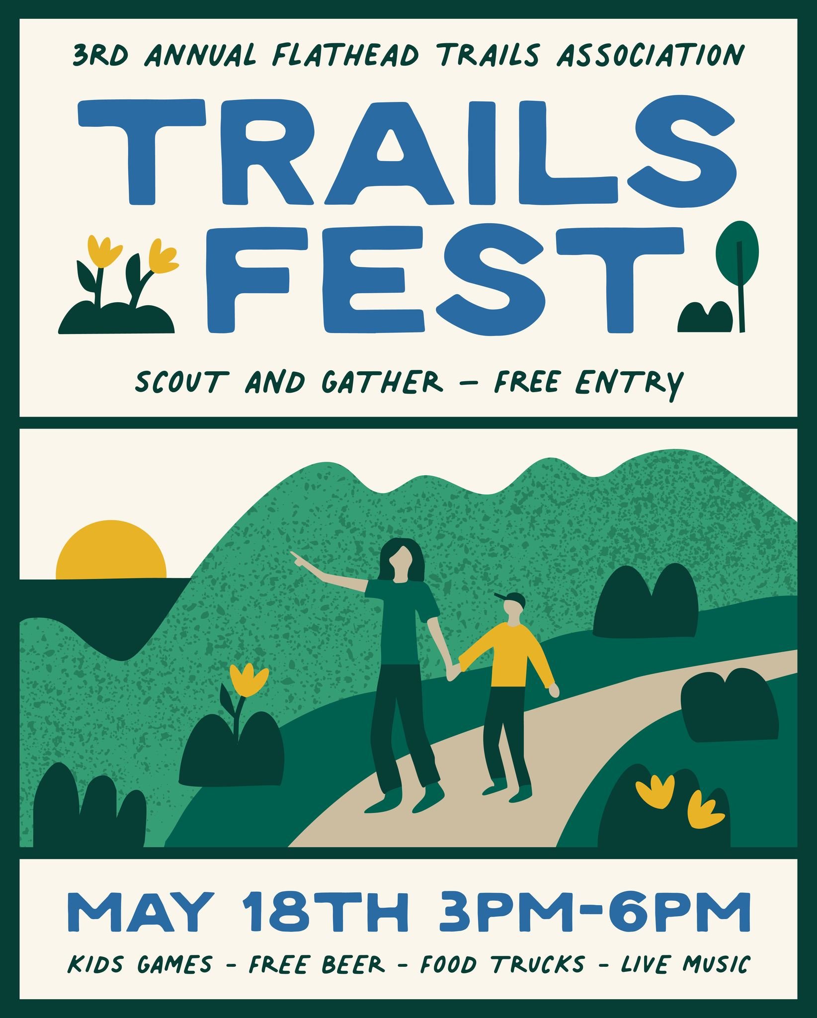Coming up on Sunday, May 18th – join us at the 3rd Annual @flatheadtrails Trails Fest! This is a super fun family-friendly day with games, raffles, food trucks, bike tune ups and free(!!!) beer.
Stop by our Bob Booth to learn about joining us