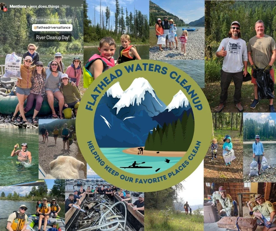 The Flathead Waters Cleanup is just around the corner! Join our team to help clean up a few of the South Fork sites below Hungry Horse dam. Then, head over to join other volunteers from around the Flathead at Sacred Waters Brewing Company for the aft