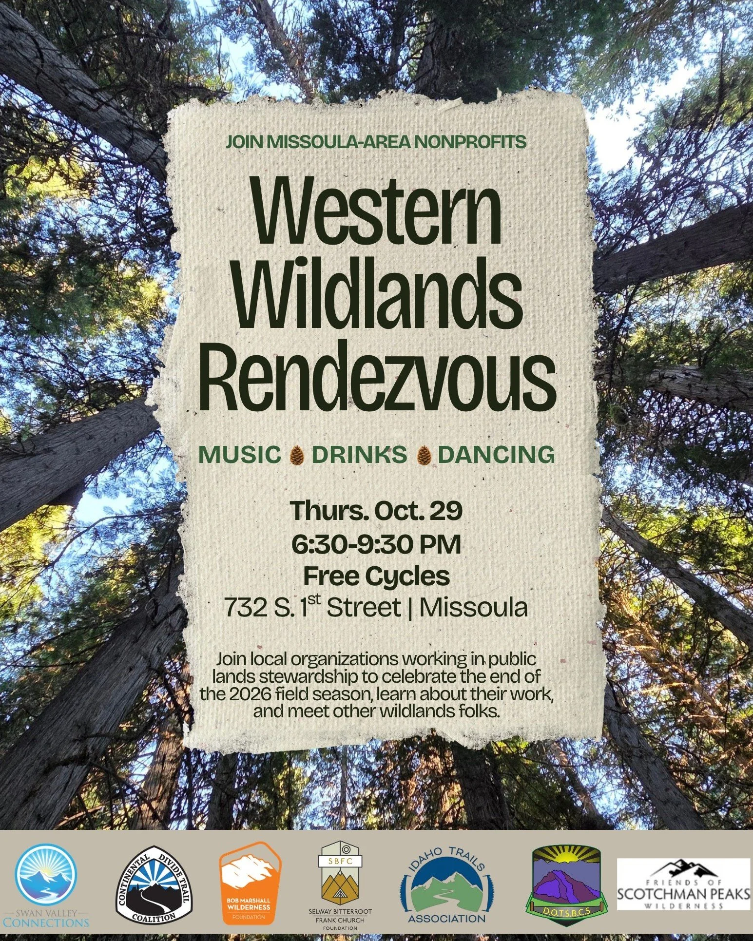 Missoula! If you missed our end-of-season events up in the Flathead, we've got another chance to celebrate another hard-worked season in the Bob 😎

This Thursday, October 29th, join BMWF and our Western Wildlands friends for a rendezvous at @freecyc