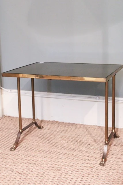 c1930 French Table with Brass and Glass Top