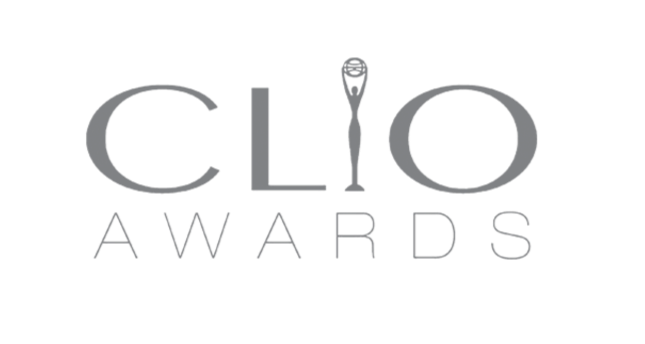 Logo for the Clio Awards featuring a stylized 'i' in the shape of a trophy between 'CLO' and 'AWARDS'.
