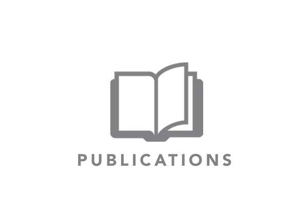 Black background with a gray open book logo and the word "PUBLICATIONS" below it.