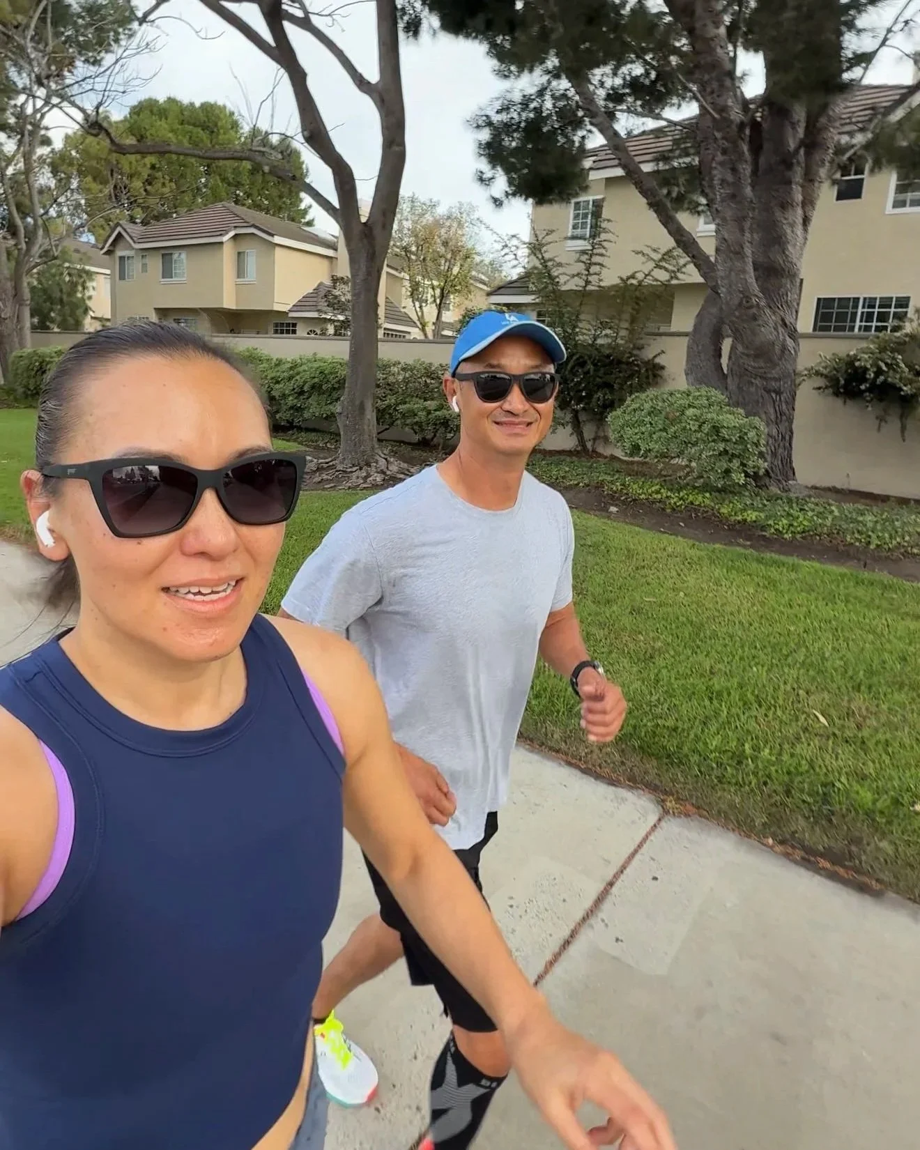 Yoshiko Oest and Russell Nomura out on a run together training for the MB10k.