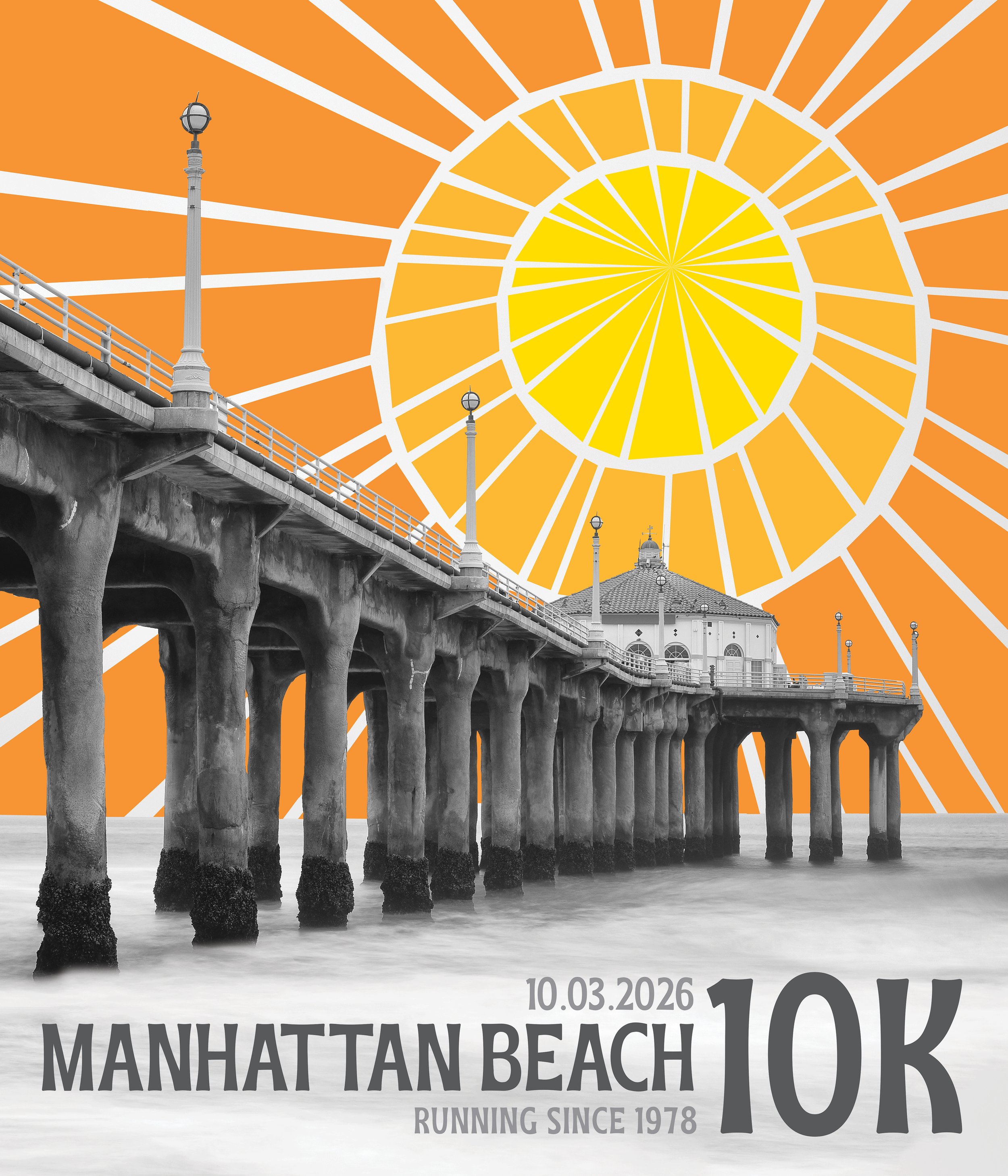 2026 Manhattan Beach 10k Finisher Tee Artwork