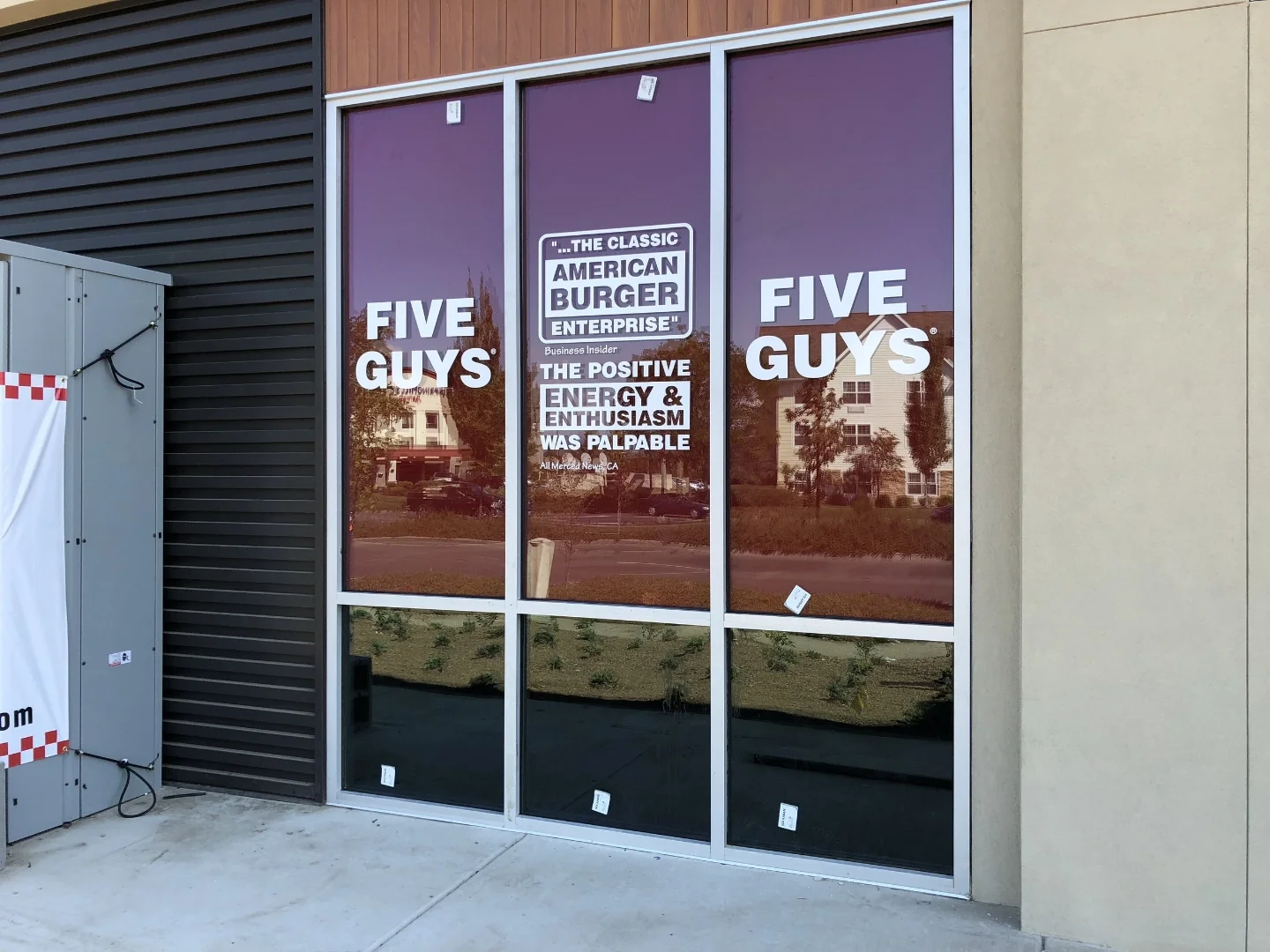 Five Guys Red & Black Window Wraps and White Vinyl Graphics