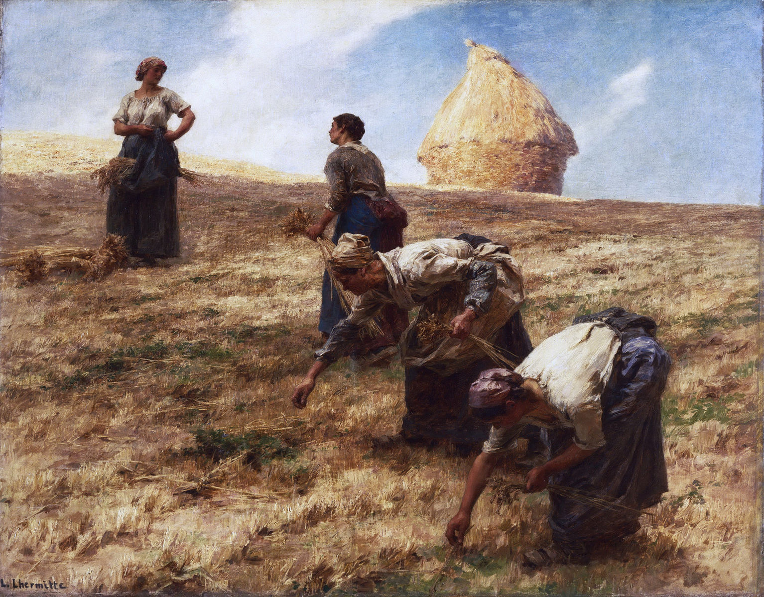  Léon-Augustin Lhermitte's 'The Gleaners" (1887, Philadelphia Museum of Art).  The gleaners are related to the commons because gleaning -- scavenging the leftovers after the harvest -- has historically been a right of commoners. &nbsp;   by  Leon Aug