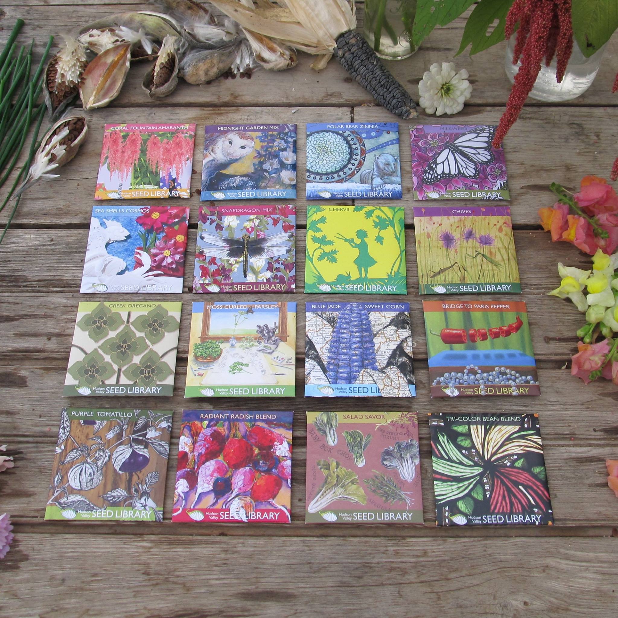  An artfully crafted selection of seeds from the Seed Library 