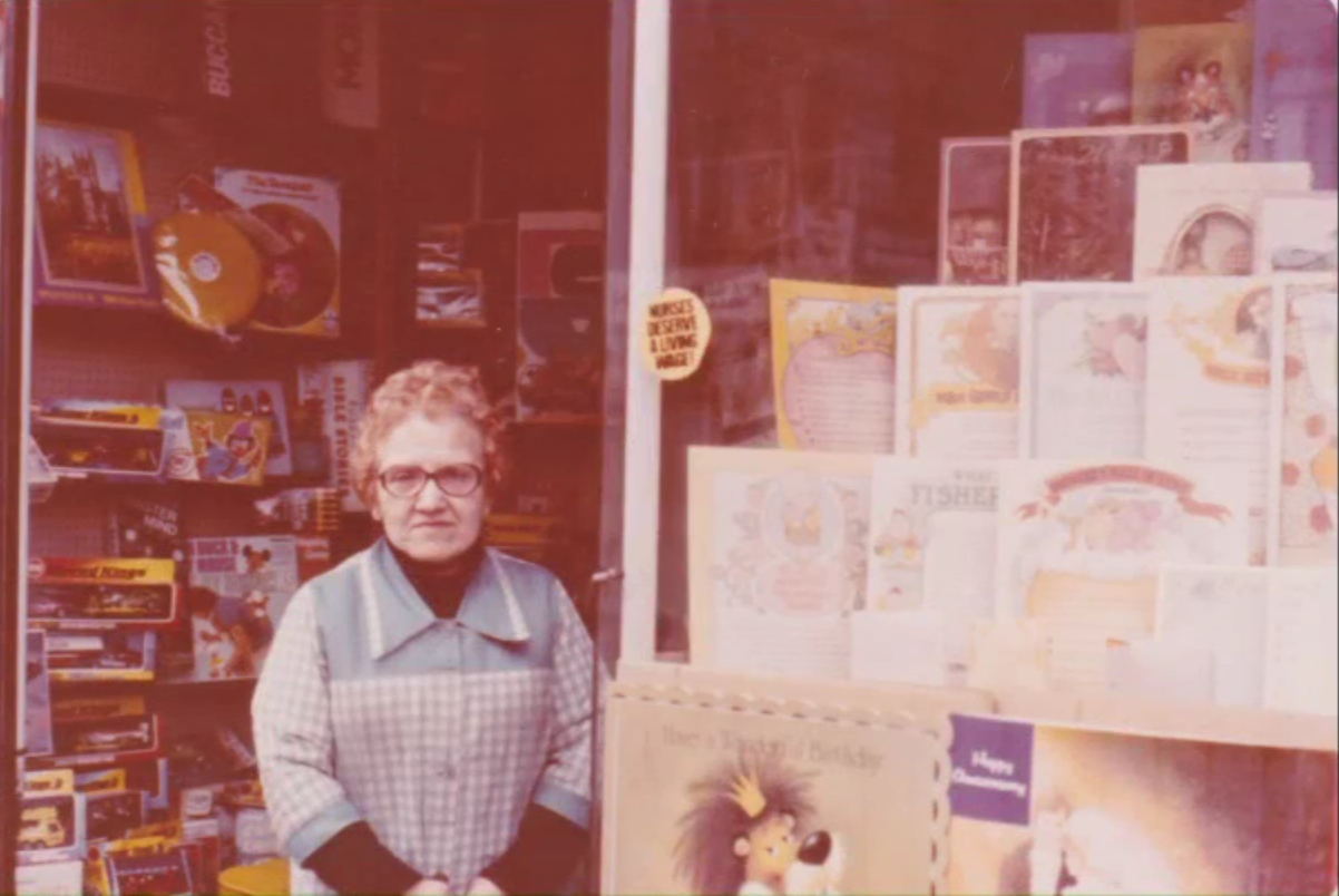 Colin Greer's mom outside the candy store