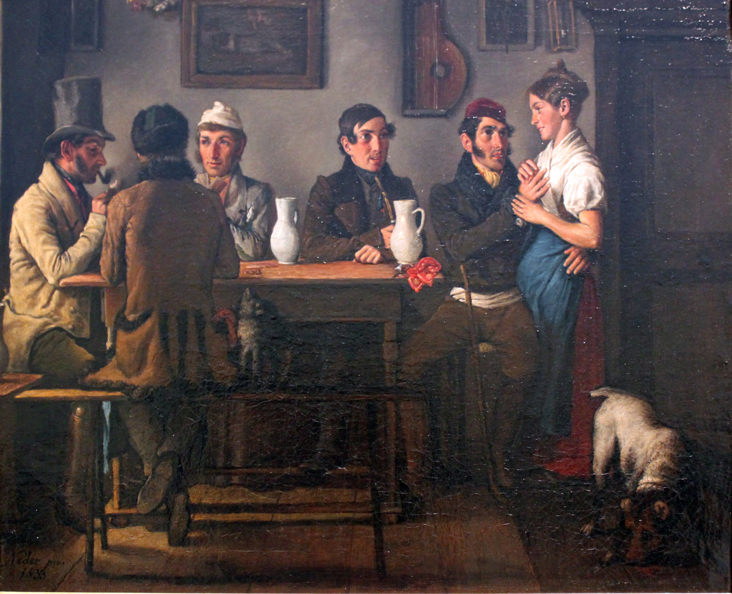  "At the Tavern" 1833 painting by Johann Michael Neder 