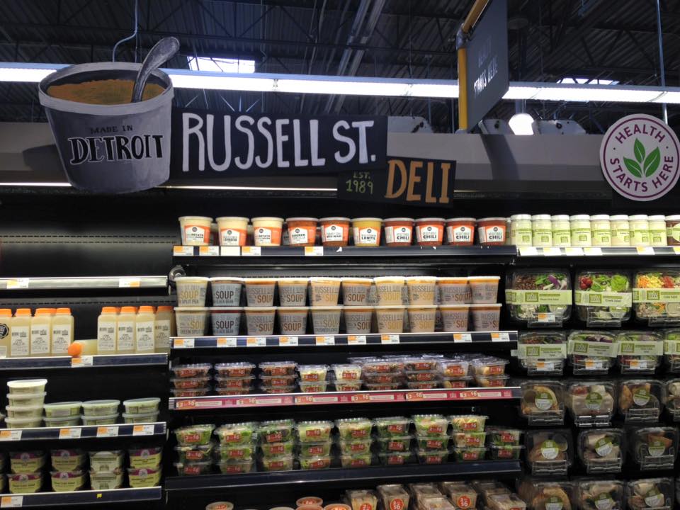  Russell Street Deli soups on display at Whole Foods in Detroit.&nbsp; 