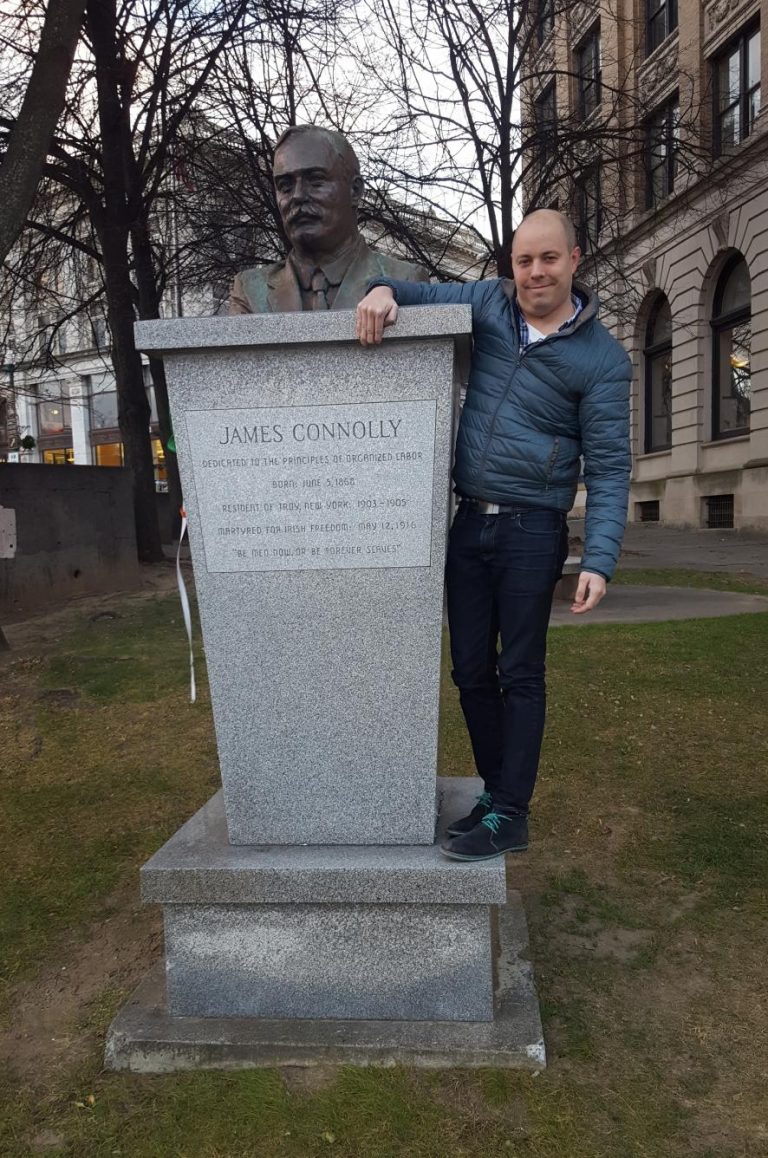  James Connolly Dedicated to the principles of organized labor Born June 5, 1868 Resident of Troy, New York: 1903-1905 Martyred for Irish Freedom May 12, 1916 “Be men now, or be forever slaves”   Source  