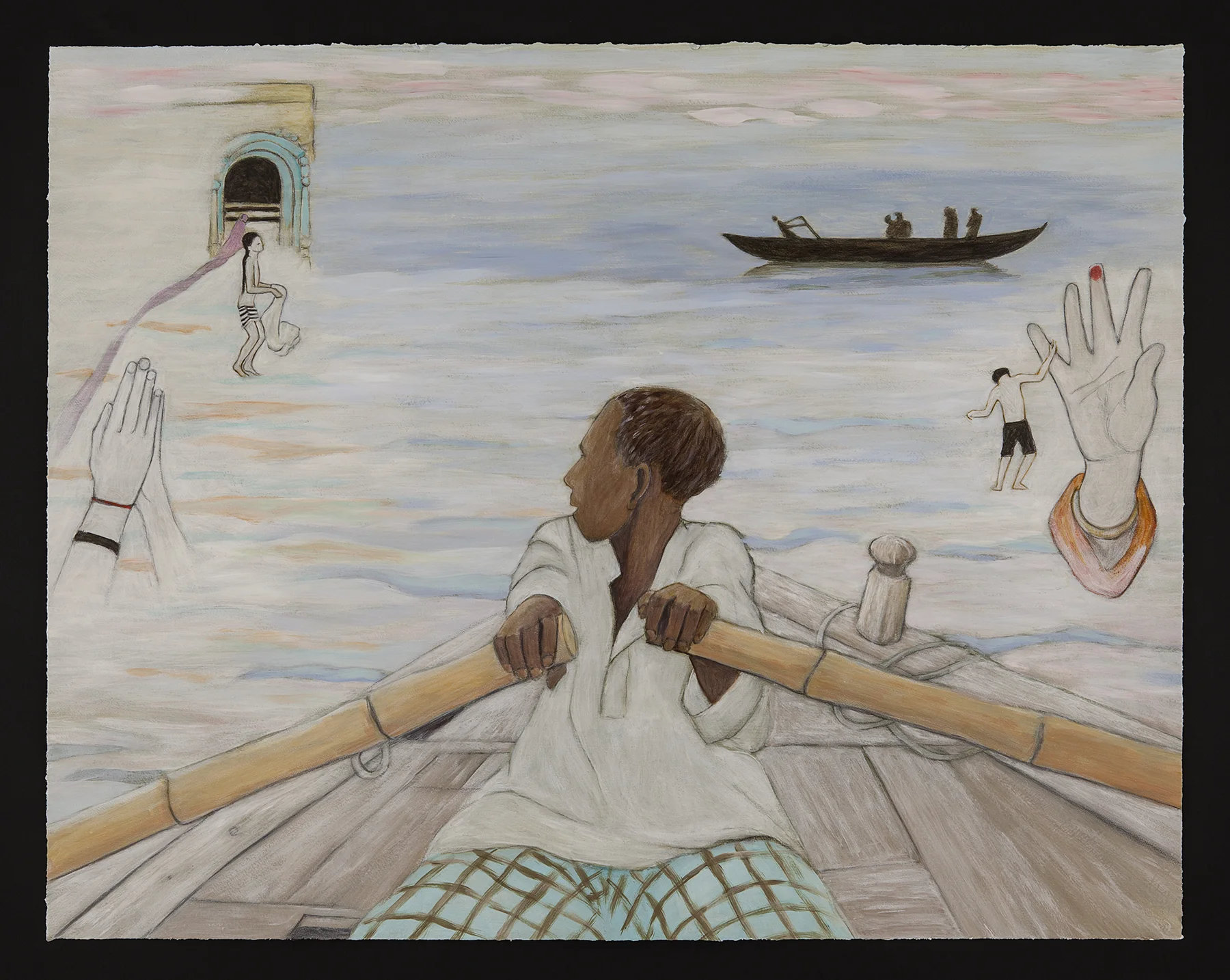  Varanasi ~ on the Ganges (Acrylic on paper 29" x 37") 