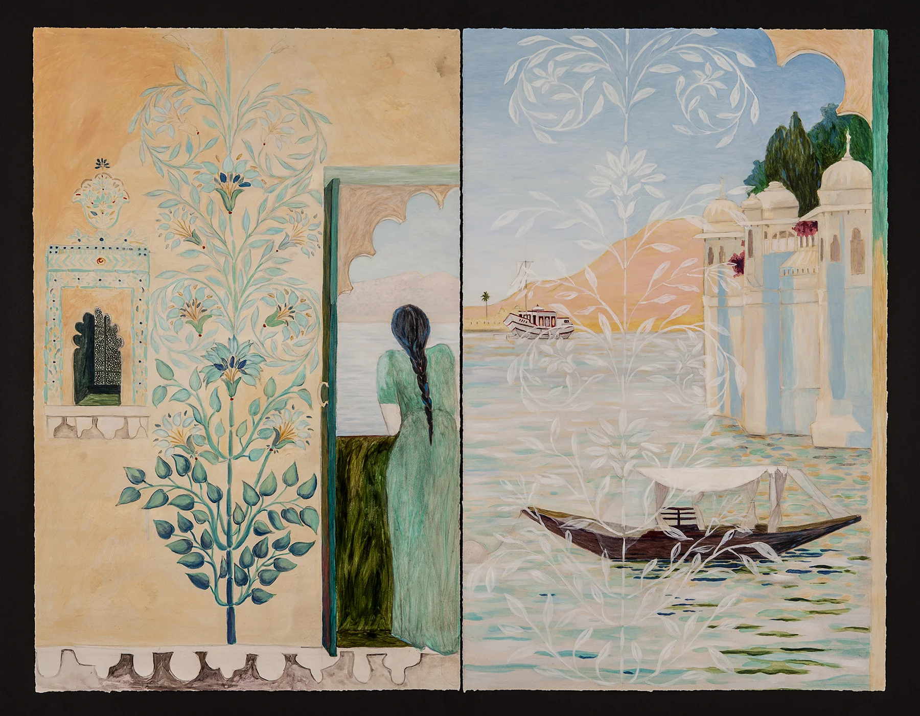  Udaipur ~ city palace/lake palace (39 x 50 acrylic on paper) 