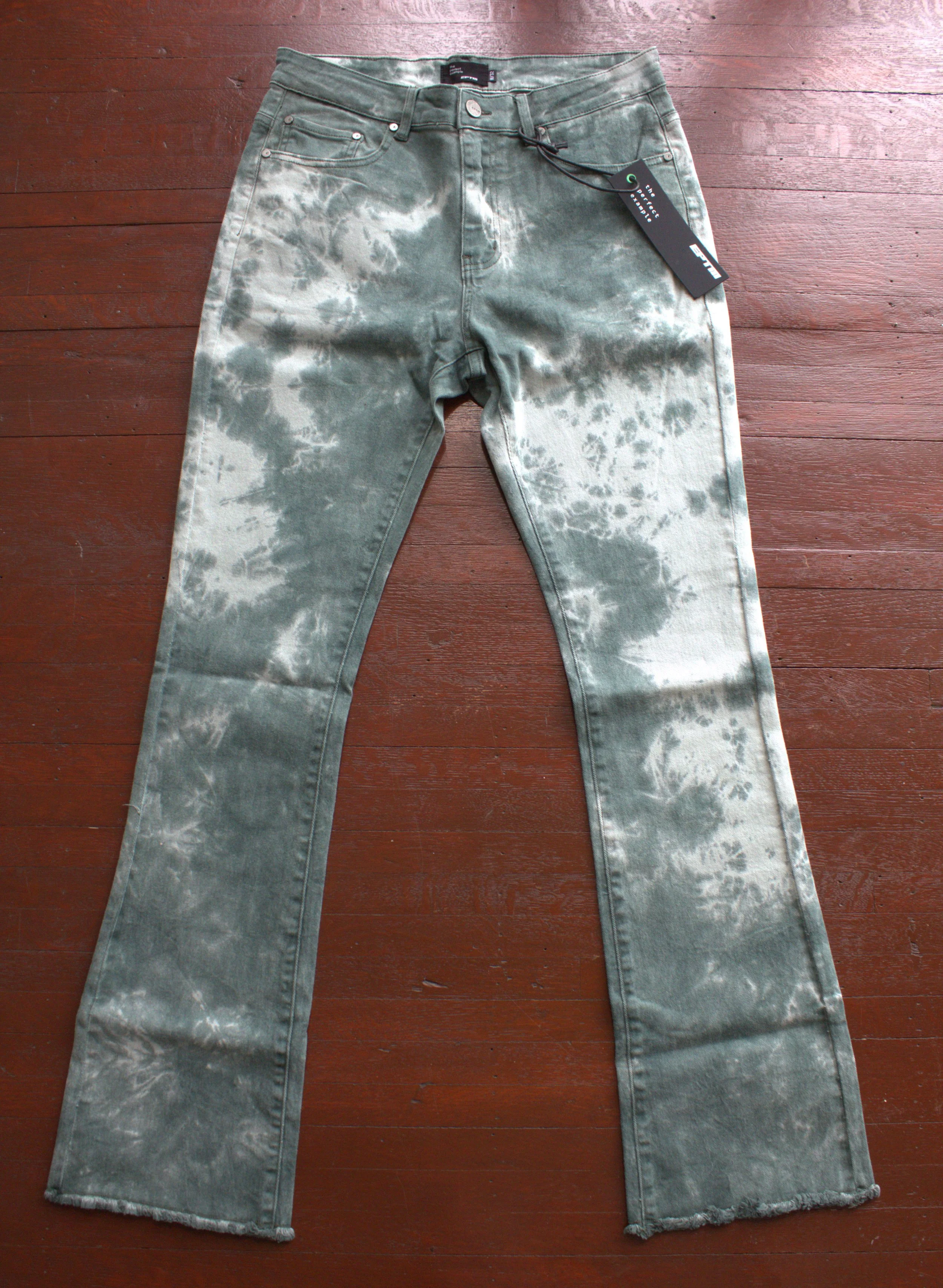 Tie Dyed Stacked Flare Pants by eptm size 32