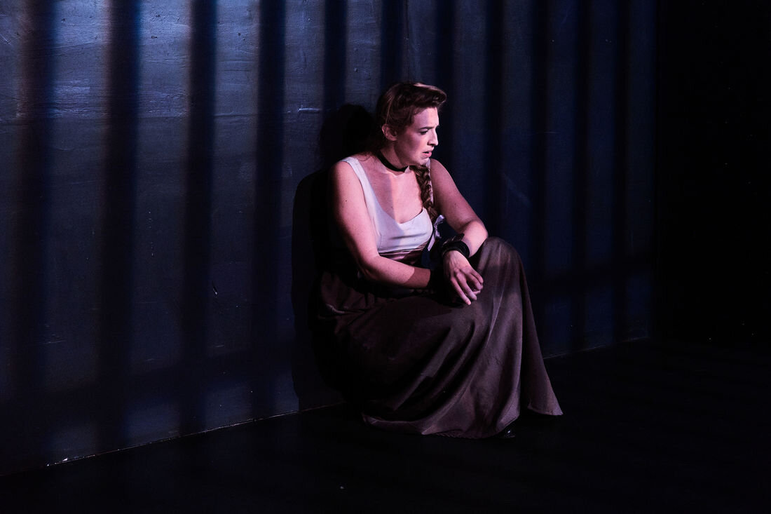 Charlotte Corday in The Revolutionists, Adobe Rose Theatre, Santa Fe, NM, 2018. Photo by Lynn Roylance.