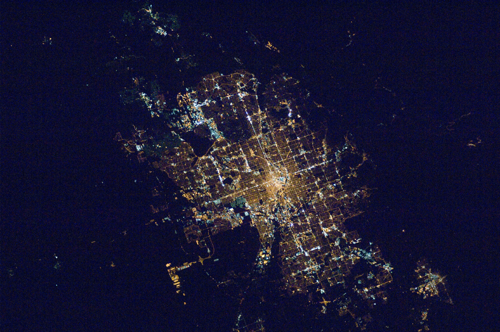 Denver, Colorado, USA, exhibiting the street grid typical of large cities in the southwestern USA. Image Credit: NASA/ISS