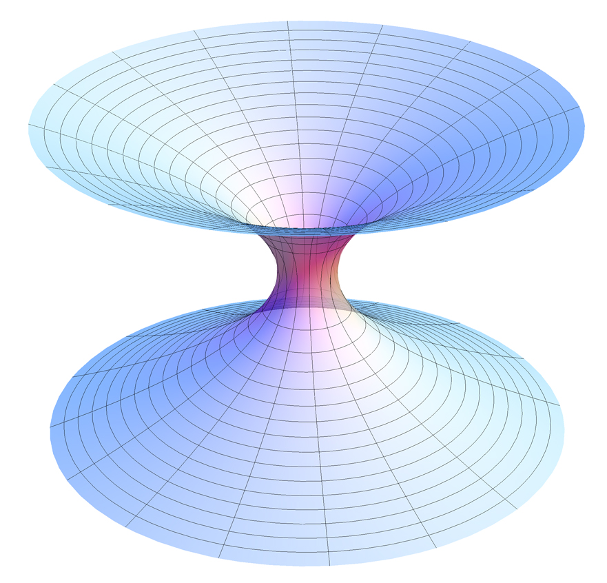 Exact mathematical plot of a Lorentzian wormhole (Schwarzschild wormhole). Image credit: Wikimedia user AllenMcC, CC A-SA 3.0
