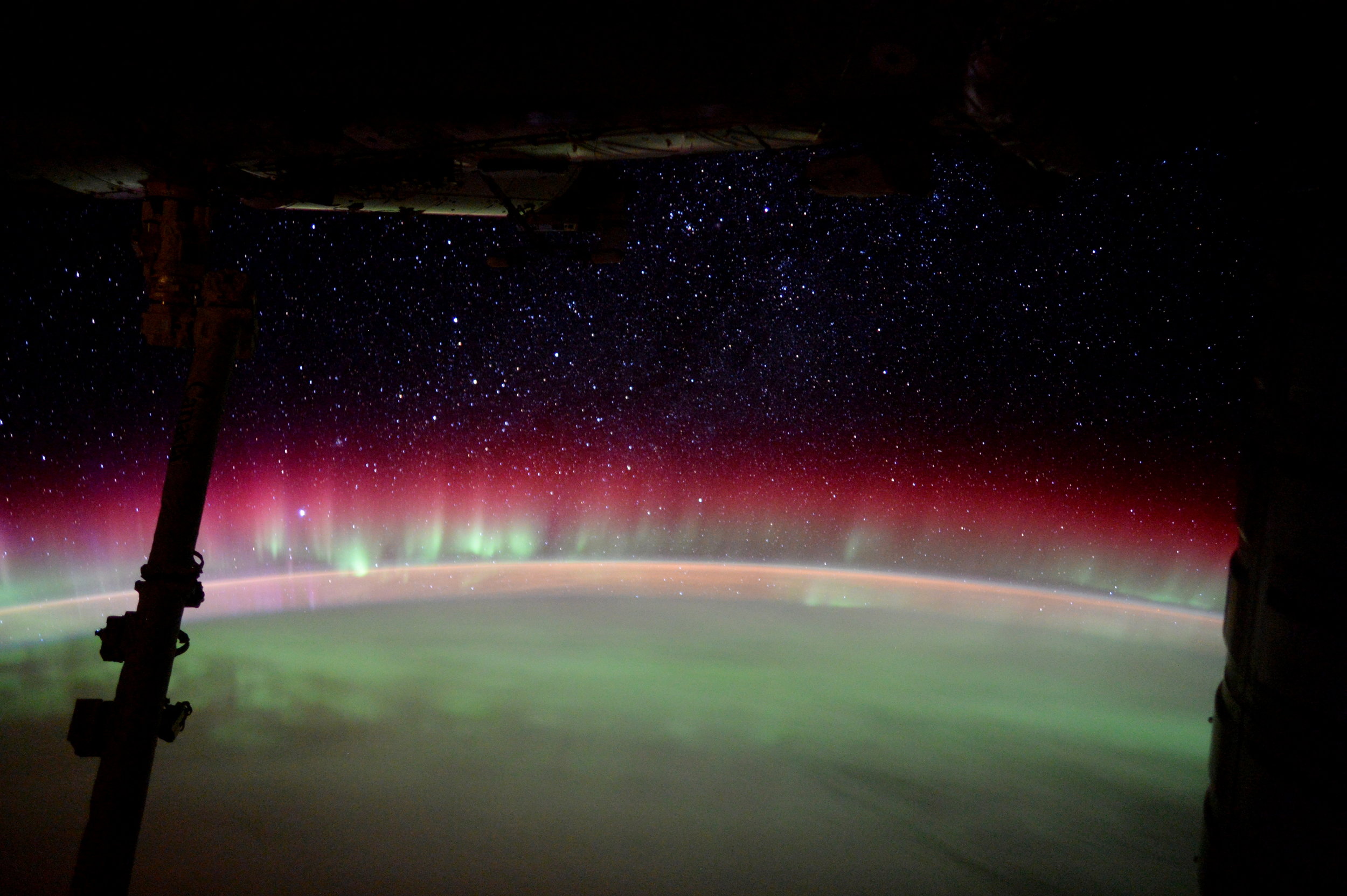 ESA astronaut Tim Peake posted this stunning image on his social media channels, commenting: "Station passed through magnificent aurora Australis last night." Image credit: ESA/NASA CC BY-SA 3.0 IGO