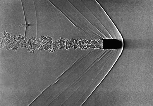 A bullet fired from a gun travels at supersonic speeds. This picture shows a bullet and the air flowing around it. The bullet is traveling at 1.5 times the speed of sound. Image credits : Andrew Davidhazy/Rochester Institute of Technology