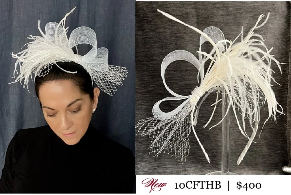 ASYMETRIC SIDE BOW WITH FLOATING FEATHER FASCINATOR — RENEE  display picture 3