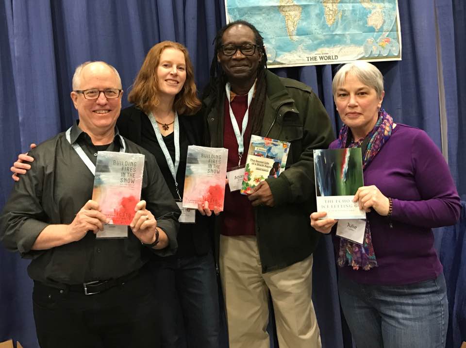Lucian Childs, Martha Amore, Anand Prahlad and Julie LeMay at the University of Alaska Press/Permafrost Magazine booth at AWP 2017
