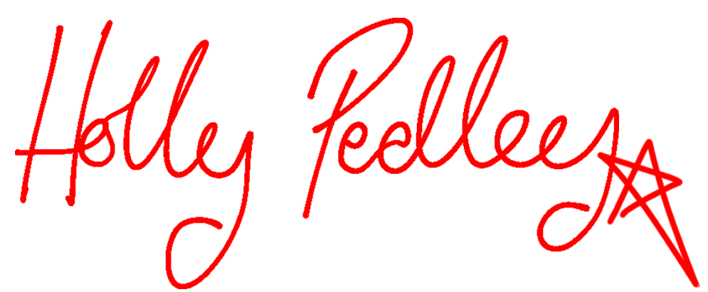 Red cursive text that reads 'Holley Peddles' with a star-like design at the end.