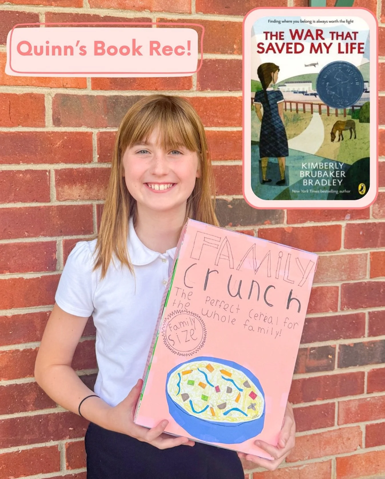Meet Quinn! She is thinking outside the (cereal) box when it comes to book report projects. We love to see it! 📚❤️