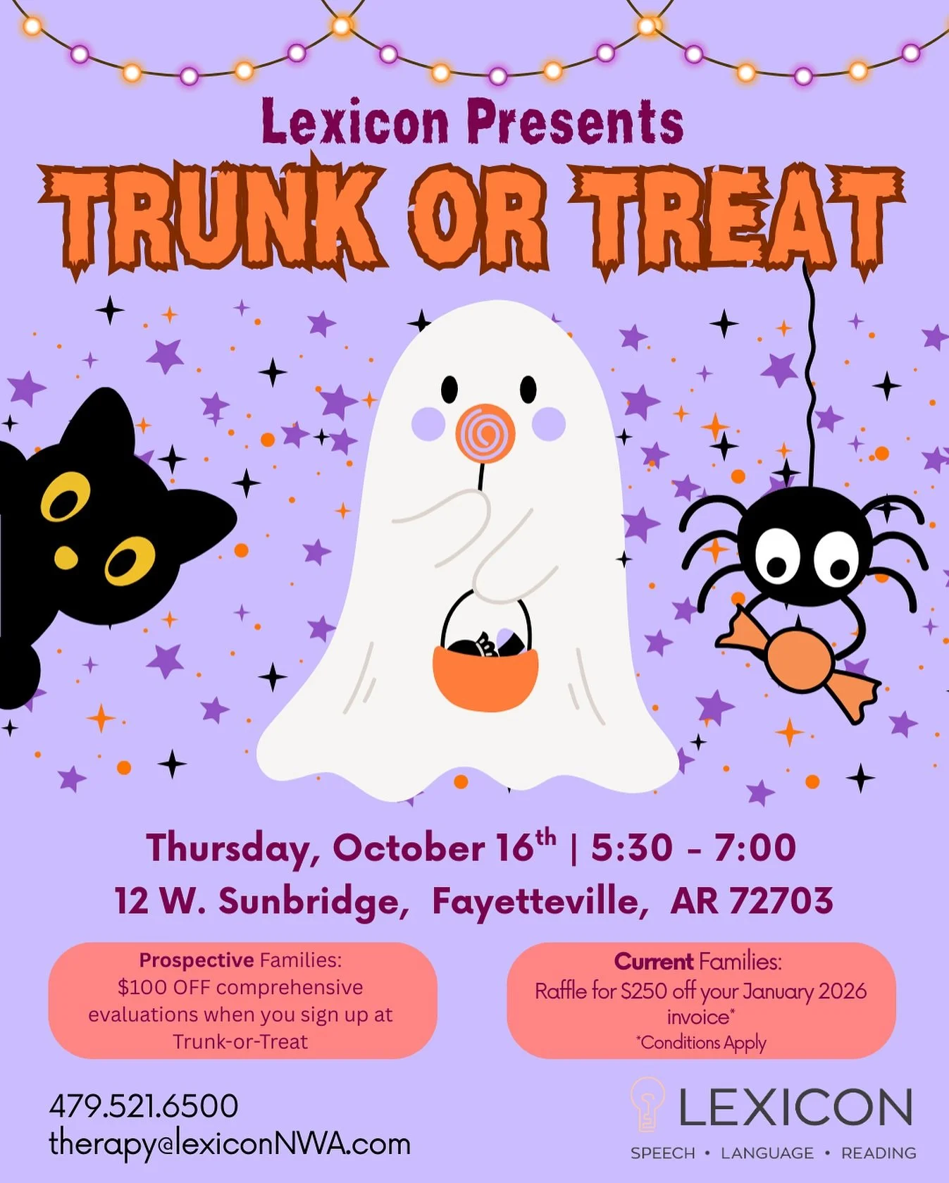 TRUNK OR TREAT INFO!! 🎃🍭💜👻 We are so excited and hope to see you there!