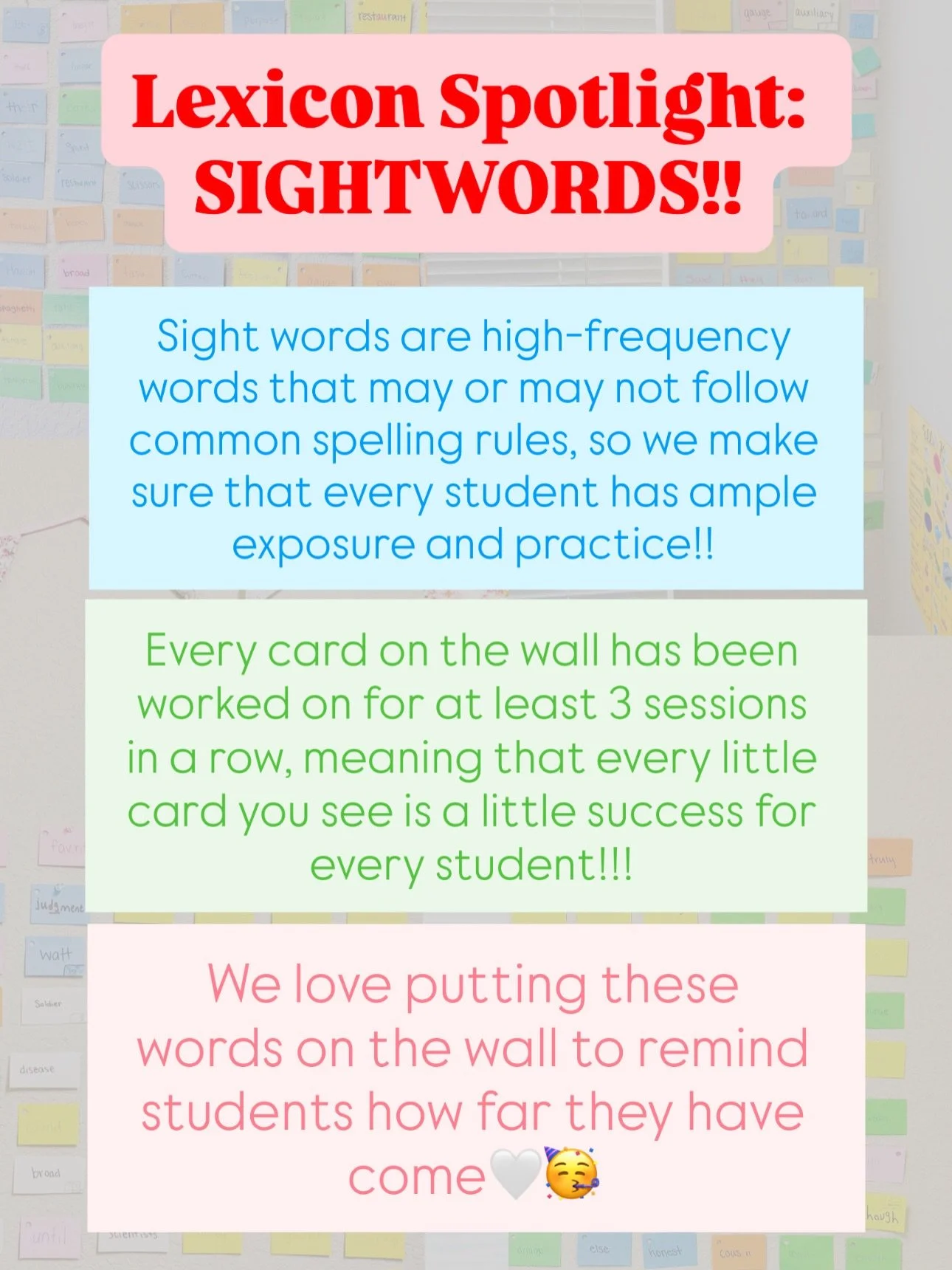 Spotlight: Sight Words!! Take a look to see the work our students are putting in💪📚🩵