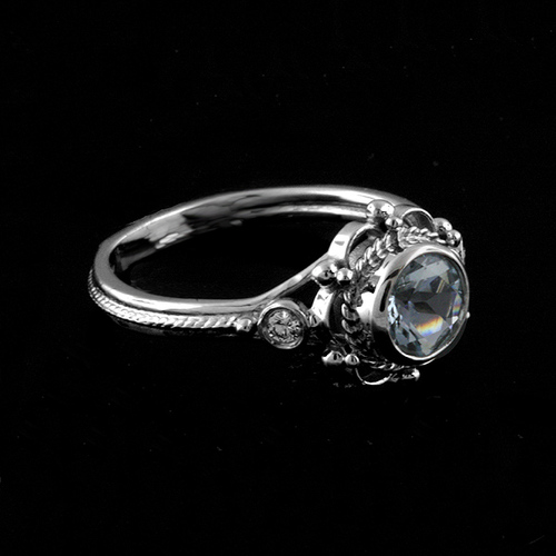 Victorian+Style+Round+Bezel+Set+Aquamarine+Stone+And+Diamonds+Engagement+Ring+14k+White+Gold.jpg