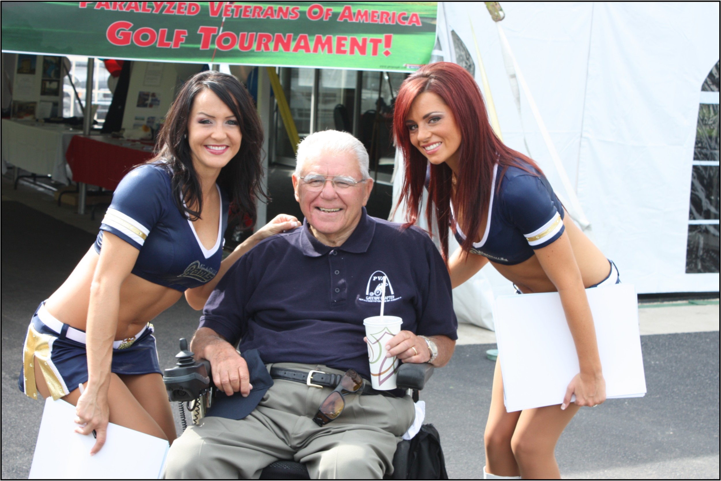 Bob with the Rams Cheerleaders.JPG