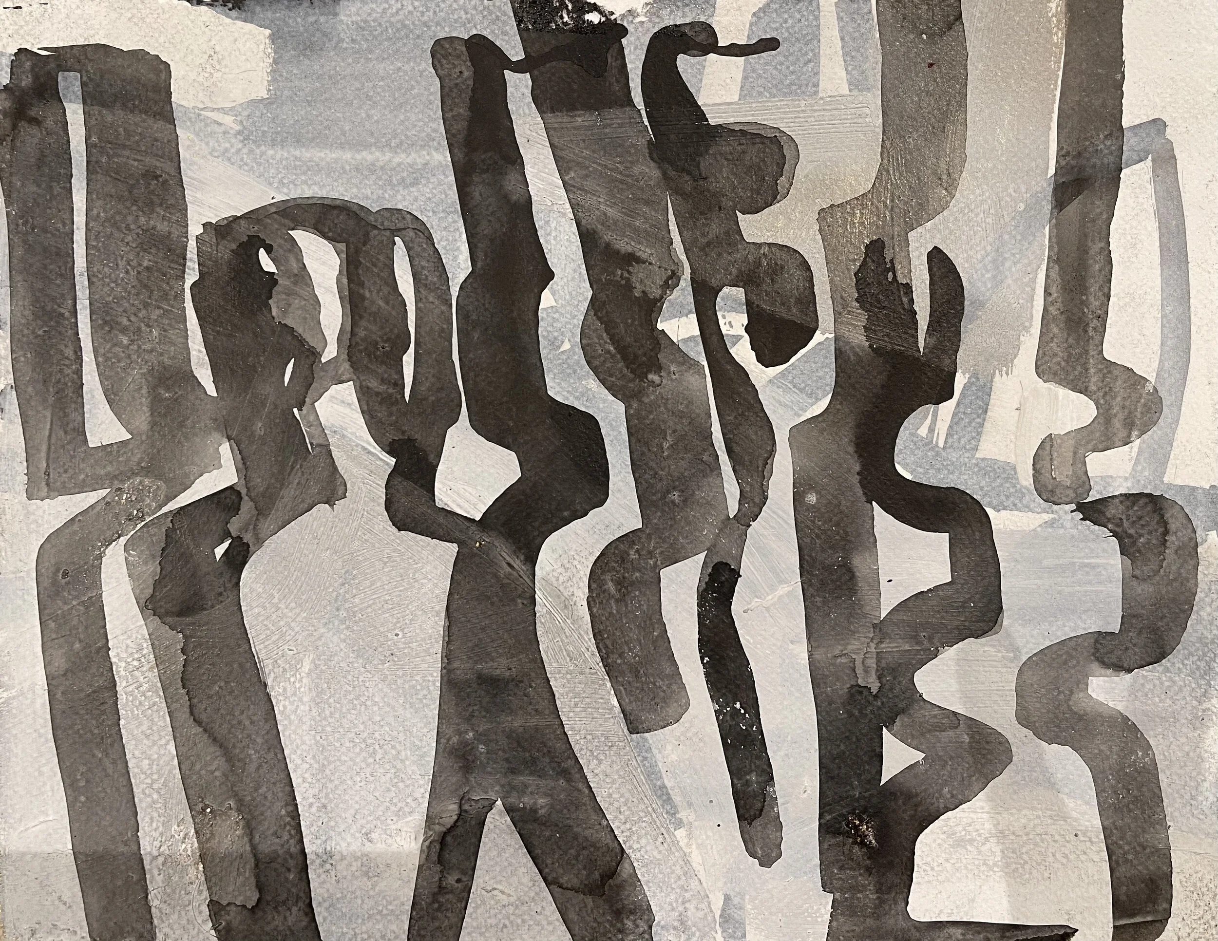 Natasha Wright, "Three is a Crowd" Mixed Media on Paper, 11 x 14 inches, 2021