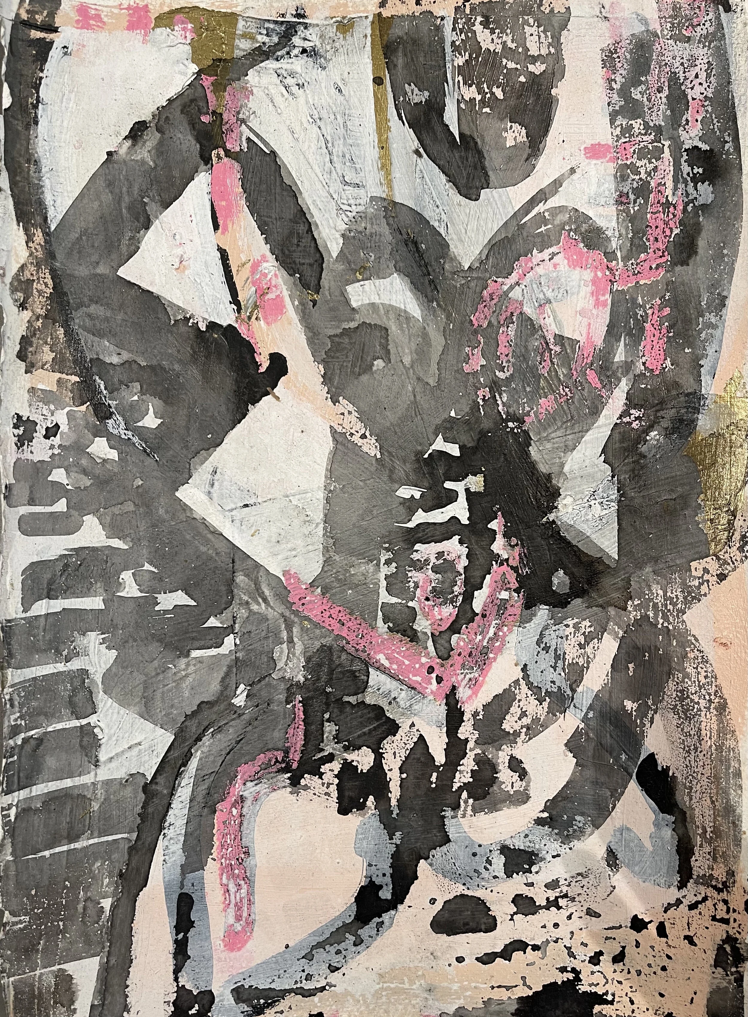 Natasha Wright, "Pink Madonna" Mixed Media on Paper, 11 x 14 inches, 2021