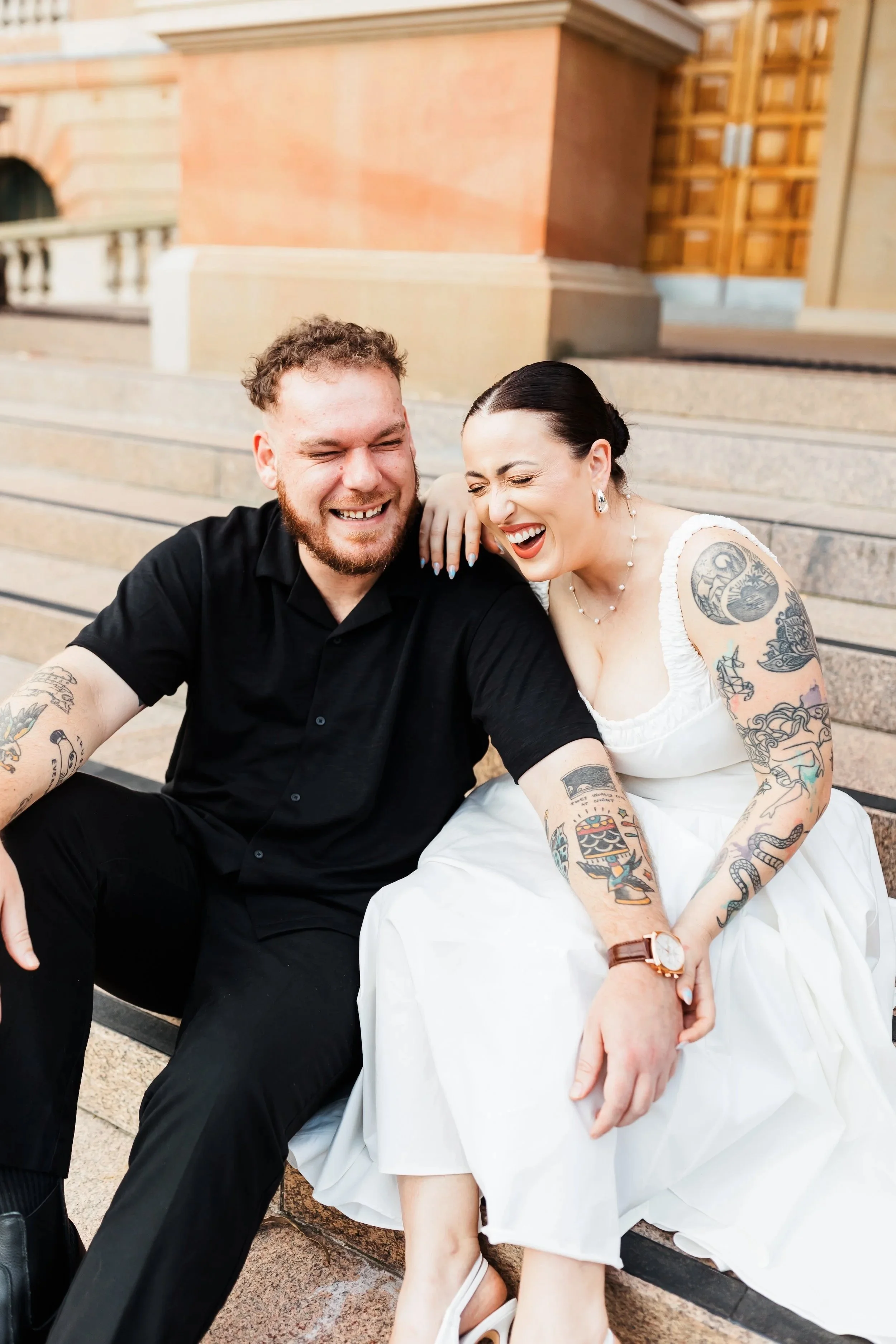 Tattooed couple engagement session in Newcastle