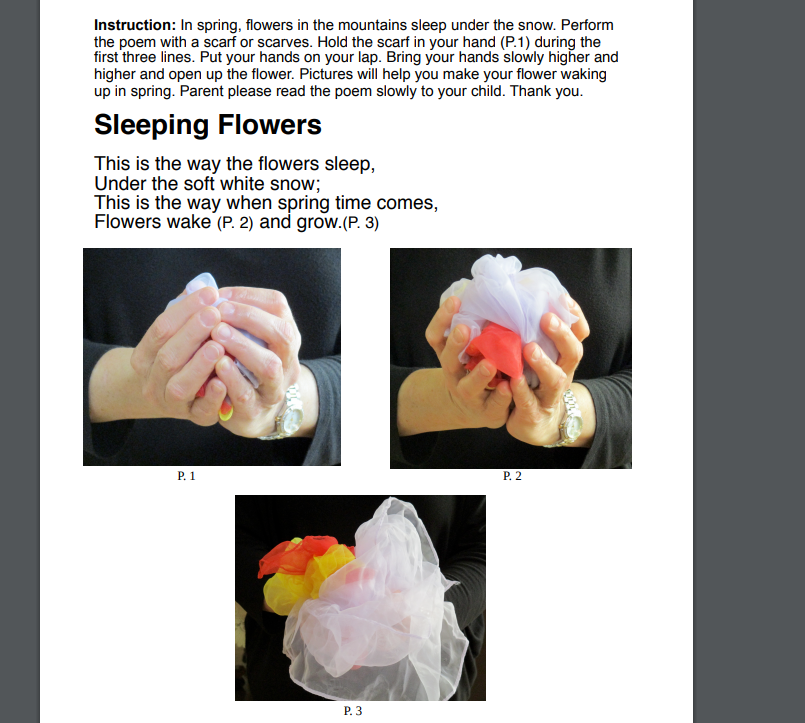 Sleeping Flowers poem using a scarf