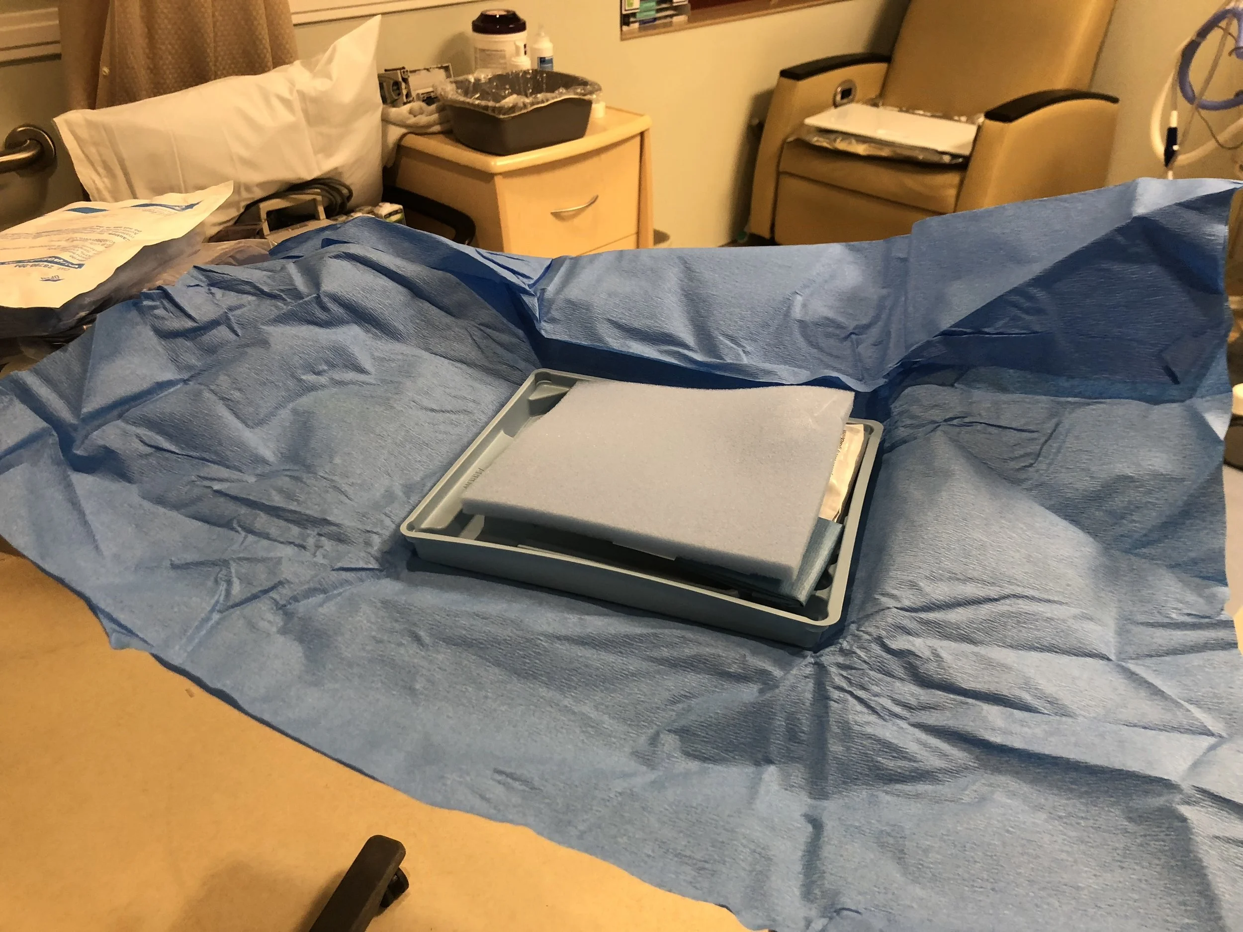Peel further (but stay sterile)… you’ll see a soft, spongy top square